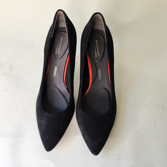 Rockport Total Motion Pump Black Suede Point Toe Heel Size 8.5M - Picture 2 of 10